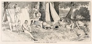 Leir av Thames Roing Club.? fra ?Skisser fra en damplansering på Henley Regatta? utgitt i juli 1878 av Unknown