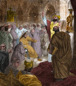 Slutten av det merovingerske dynastiet, 751: avsetting av kong Childerik III (714-754) av Pepin the Brief (714-768). av Unknown artist