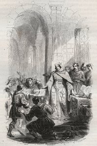 Ermesinde, grevinne av Luxembourg - Portobrev gitt av Ermesinde Iere fra Luxembourg til innbyggerne i Luxembourg i 1243 - Gravering av 1868 i "Belgias historie fra primitiv tid til slutten av Leopold I" av Theodore Juste (1818-1888) - av Unknown artist