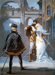 Ernani de Giuseppe Verdi, akt II, scene II. kromolitografi fra 1800-tallet. av Unknown artist