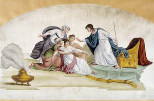 Esthers Ohnmacht - Fächerprojekt, ca. 1810 von Unknown artist