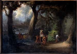 Evangelisering: "" Banks misjonærer i Sør-Amerika bæres av indianerne""" Anonymt maleri fra 1800-tallet. La Rochelle, New World Museum av Unknown artist