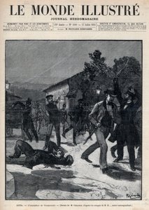 Hendelser i Bulgaria: Attentatet på Mr Beltchef i nærvær av Stefan Stambolov (1854-95) - Sofia av Unknown artist