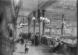 Utvidelser av "Bon marche"-butikkene: Nytt galleri som fører til bufféen. Paris 1880. av Unknown artist