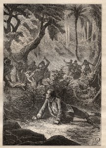 Expedition by Nicolas Thomas Marion-Dufresne (Marion Dufresne) (1729-1772): the only surviving sailor witness the massacre of all his comrades, including Marion, by the natives of Assassins Bay (Matuaro Island, New Zealand) - illustration taken from “The G av Unknown artist
