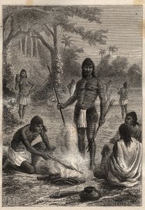 Ekspedisjon til Amerika (1799-1804) av Alexander von Humboldt (1769-1859) og Aime Bonpland (1773-1858): Omaguas-indianere (Amazonia, Peru) - illustrasjon fra "The Great Mariners of the 18th century" av Unknown artist