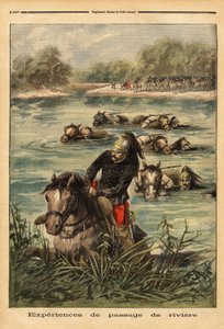 Opplevelse av elvepassasje av det 7. drageregimentet i Fontainebleau. Gravering i "" Le petit journal"" 6/09/1896. Selvas samling. av Unknown artist