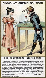 Erfaring av to barn med fyrstikker og kniv. Kromolitografi av sjokoladeemballasje Guérin Boutron. av Unknown artist