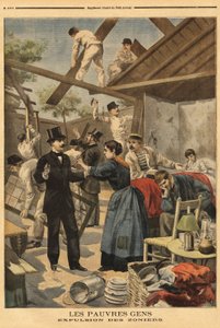 Utvisning og innslag av brakkene satt opp på militærsonen ved Gentilly-porten. Illustrasjon i "" Le petit journal"" 23.06.1895. av Unknown artist