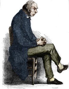 Far Goriot. Gravering midten av 1800-tallet. Illustrasjon for "The Father Goriot" av Honore de Balzac (1799-1850). av Unknown artist