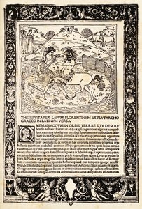 Fight Of Teseo With The Minotauro (tresnitt) av Unknown artist