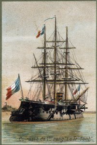 First-row battleship “” The Trident”. circa 1890. 19th century chromolithography. av Unknown artist