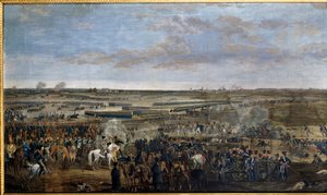 Første imperium: Keiser Napoleon I (1769–1821) (på den hvite hesten) i slaget ved Leipzig (Nasjonenes slag), 16.–19. oktober av Unknown artist