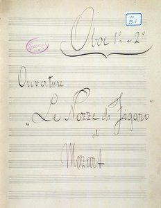 Første side med noteark for obo av Le nozze di Figaro, oopera av Mozart (1800-tallet) av Unknown artist