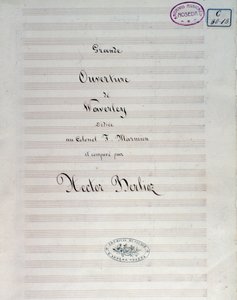Første side av notene til Waverley opus 1, ouverture, av Hector Berlioz av Unknown artist