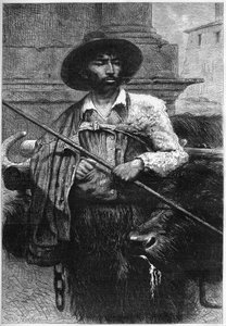 Tidligere bonde: buffali driver (bøffeloppdrett for mozzarella) Gravering i "" The Illustrous World"" av Unknown artist