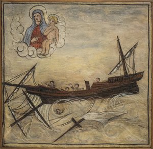 Tidligere voto (ex voto) sjømann, populært tilbud som et løfte om hengivenhet og takknemlighet for sjømannen som overlever til farene ved havet som kommer fra kirken Carmine, Torre del Greco, nær Napoli av Unknown artist