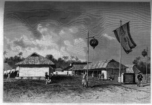 France in Indochina: French military post inside the citadel of Hue, capital of Indochina. Engraving in “Le journal de la jeunesse”” av Unknown artist