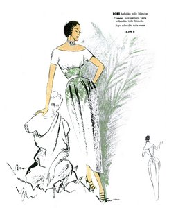 Fransk mote, brodert kjoledesign. av Unknown artist
