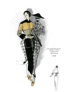 Fransk mote, design av ullskjortekjole. av Unknown artist