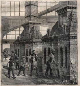 Fransk industri: produksjon av porselensknapper - Gravering i "La Science francaise"" av Unknown artist