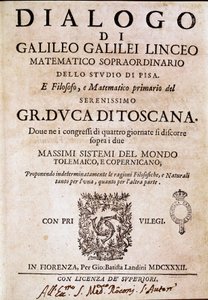 Frontispice of "" Dialogue on the Two Great Systems of the World"" (dialogo sopra i due massimi sistemi del mondo) bestilt av pave Urban VIII til astronomen og fysikeren Galileo Galilei dit Galilee (1564-1642) rundt 1620 og publisert i 1632 Det av Unknown artist