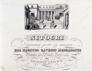 Frontispice of Nitocri, verk av Mercadante av Unknown artist