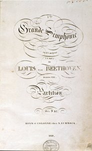 Frontispice av den første tyske utgaven av partituret til Symphony n. 1 i C-dur av den tyske komponisten Ludwig van Beethoven (1770-1827) (1799-1800). Bonn av Unknown artist