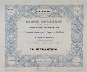 Frontispice av operaen Il Giuramento, av Mercadante (1837) av Unknown artist