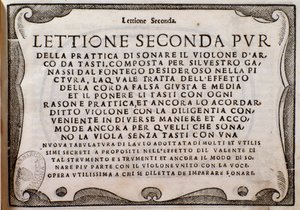 Frontispice av Second Lettione av Silvestro Ganassi fra Fontego av Unknown artist
