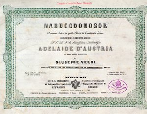 Frontispice av musikalsk partitur av Nabucco-operaen av Giuseppe Verdi av Unknown artist