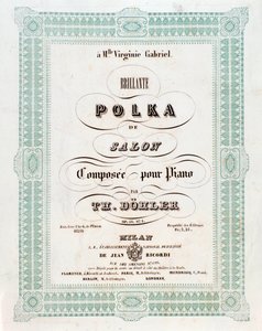 Frontispice av musikalsk partitur av Polka de salon av Theodor von Dohler av Unknown artist