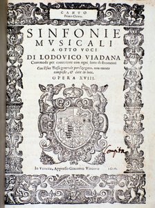 Frontispice av musikalsk partitur av symfonier av Ludovico Viadana av Unknown artist