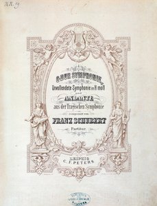 Frontispice av musikalsk partitur av Unfinished symfoni av Franz Schubert av Unknown artist