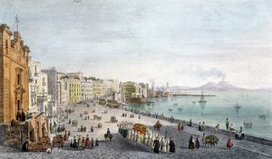 Begravelse i Napolibukta med Vesuven i bakgrunnen. av Unknown artist