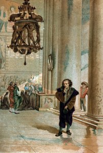 Galileo Galilei dit Galileo (1564 - 1642).observing the oscillation of the lamp of the Cathedral of Pisa. from” La Ciencia y sus Hombres by Louis Figuier”” Barcelona 1881 av Unknown artist
