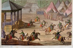 Game of the jirid i det osmanske riket - i "" The Old and Modern Costume"" av Jules Ferrario av Unknown artist