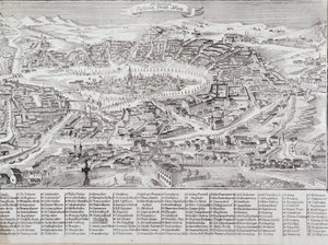 Generell utsikt over byen Wien med detaljer om hovedbygningene og monumentene. Østerrike Gravering fra 1800 privatsamling av Unknown artist
