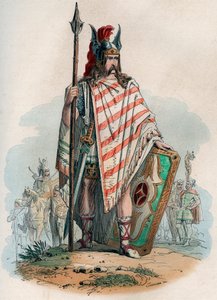 Germain-høvding (de tyske barbarene). Gravering fra 1868 i «Histoire de Belgique fra primitiv tid til slutten av regne av Leopold I»» av Theodore Juste (1818-1888). Privat samling. av Unknown artist