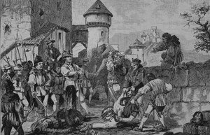 Den tyske bondekrigen (1524-1526): Etter stormingen av slottet Maichau av Unknown artist