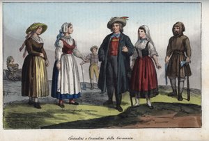 German peasants - engraving from “” Usi e Costumi di Tutti i Popoli dell