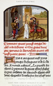 Girart tar avskjed med ridderen og damen - faksimile av belysning fra 1400-tallet av Unknown artist