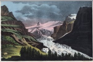 Glacier de Grindelwald in Switzerland - Switzerland, Grindelwald glacier in the 19th century - engraving from “” Usi e Costumi di Tutti i i Popoli dell