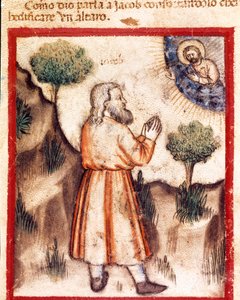 Gud ber Jakob gå til Betel og bygge et miniatyralter fra codex 212 (eller padovano codice eller Bible of Padua) 1390-1400 Rovigo, Accademia dei Concordi av Unknown artist