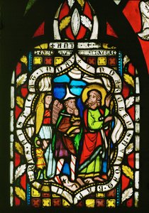 Gud leder Israels barn gjennom Rødehavet (glassmaleri) av Unknown Artist