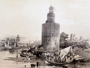 Gold Tower, Sevilla, "Kunstnerisk og monumentalt Spania med kjente steder og monumenter i Spania"" av Don Genaro Perez de Villa av Unknown artist