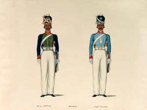 Golundauz, Madras hesteartilleri; og Sowar, Madras Light Cavalry, 1835 ca. av Unknown