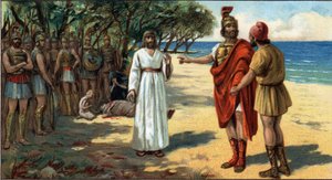 Great Greek Tragedies: “Ajax” by Sophocles wrote in -450- 440. Uncovering the body of Ajax dead, Tecmasse, his wife and Eurysaces, his son, cry. In the foreground Teucer, brother of Ajax, who strives to obtain the last honours for his brother. Agamemnon (r av Unknown artist