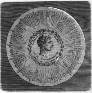 Great seal of Napoleon I Bonaparte (1769-1821) in 1804: “” Napoleon Emperor of the French, head of the Legion of Honour. Honor and Fatherland”. Engraving in “” The Illustrious Universe”” av Unknown artist