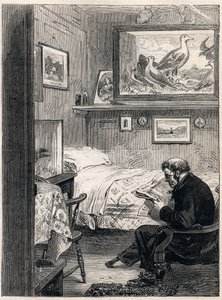 Greenwich Hospital Cabin Royal Charles Ward - 1865 gravering av en marinepensjonist i hans pensjonistkvarter (Greenwich Hospital) - av Unknown artist